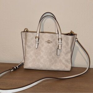 Coach Cream Signature Mini Satchel with Gold Hardware